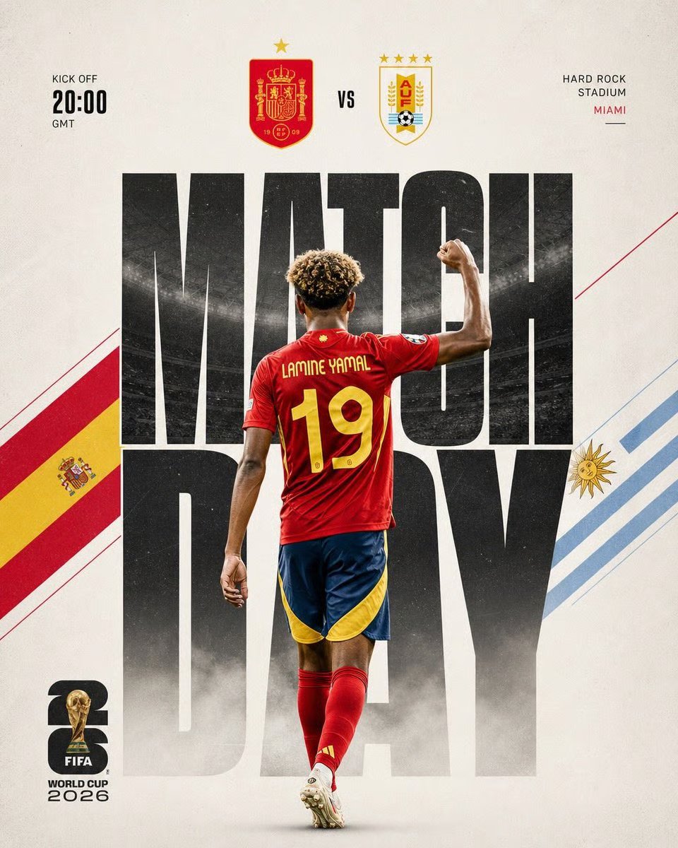 Match Day football poster of Lamine Yamal in Spain kit, World Cup 2026