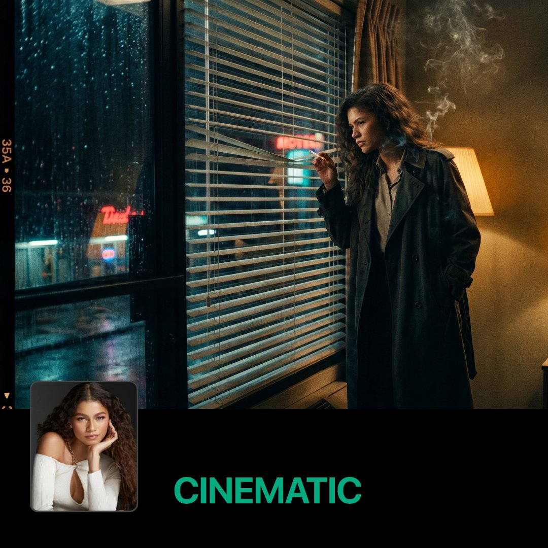 Cinematic Film Still example using uploaded photo