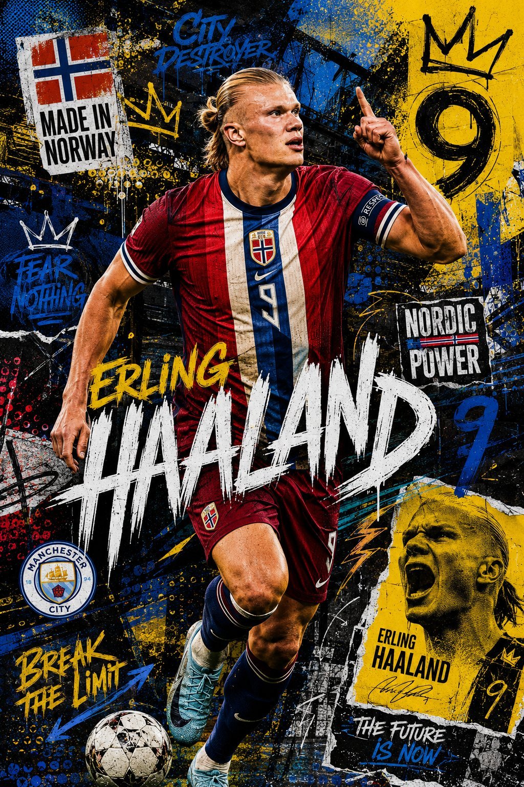 Street-art editorial football poster with graffiti typography